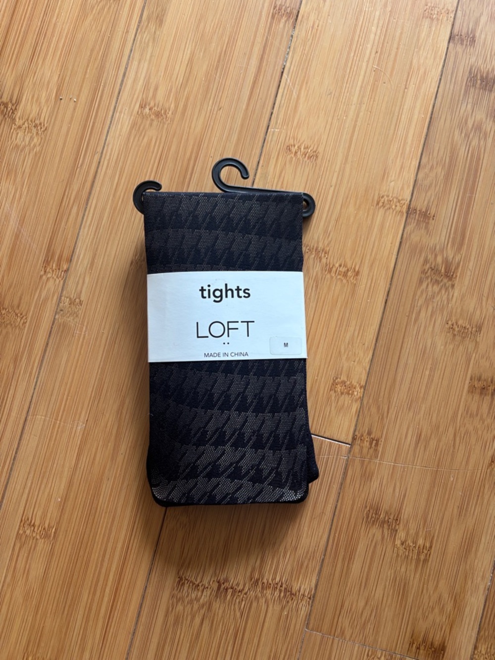 LOFT Black Houndstooth Sheer Tights